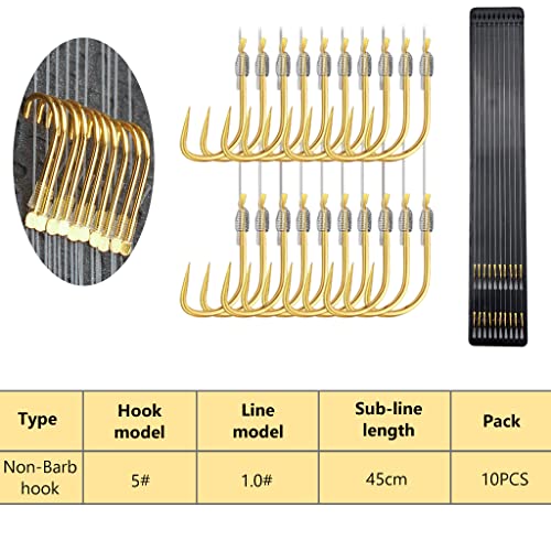 Proberos® 10 pcs of Fishing Hooks, High Carbon Steel Sharpened Hook with Prepared Hook Line, Freshawater Fishing Hook Kit, Suitbale for Weighs 0.5-1.5kg(5#) Proberos® 10 pcs of Fishing Hooks, High Carbon Steel Sharpened Hook with Prepared Hook Line, Freshawater Fishing Hook Kit, Suitbale for Weighs 0.5-1.5kg(5#)